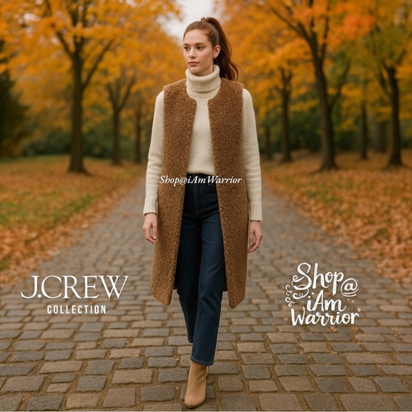 J.Crew Collection faux Sherpa long sleeveless vest *shop@iamwarrior - Picture 1 of 8